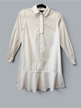 ASOS White Button Front Ruffle Hem Tunic Top Size US 4